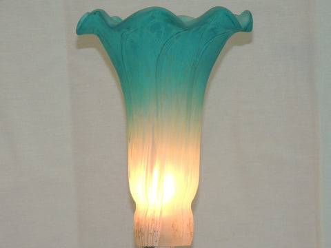 Lily and Tulip Shades Replacements - Teal White Satin Lily image