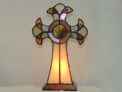 Cross Tiffany Style Accent Lamp image 0