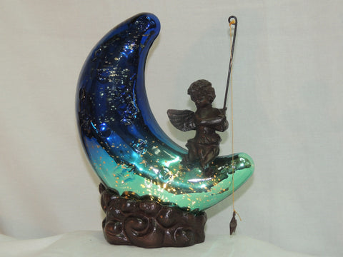 Moon Cherub Blue/Teal Lamp image 0