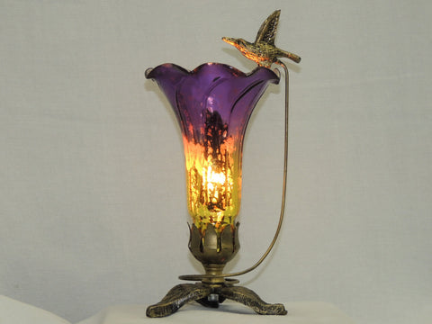 Hummingbird Lily Purple Green Mercury Lamp image 0