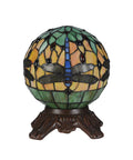Dragonfly stained glass lamp unlit view.