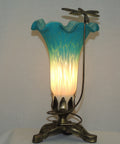 Dragonfly Lily Soaring Teal White Lamp image 0